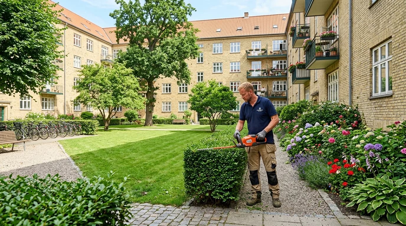 Udendørs vedligehold af gård, grønne områder og adgangsveje